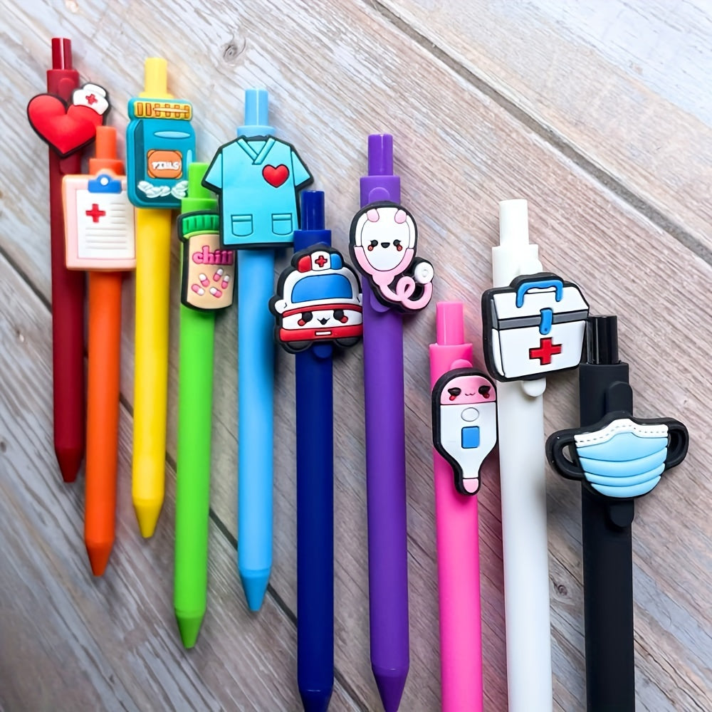 10pcs Nurse Pens  Cute Nursing Pen Set with Hearts and Syringes  Bulk Nurse and Medical Assistant Badge Supplies Gifts Work Accessories Office Decorations Nursing School Essentials